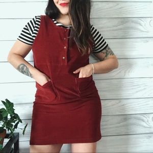 L.L. Bean Burgundy Corduroy Pinafore Dress